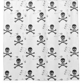 Goth Grunge Skulls Knochen und Buttone zur Sicherh Duschvorhang