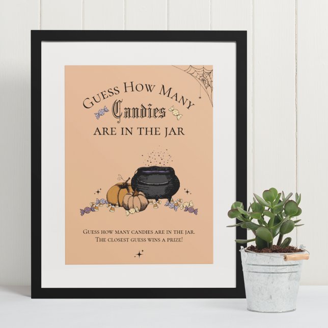 Goth Guess Wie viele Candies Baby Duschgame Poster (Elegant & Whimsical Gothic Baby Shower Game Poster. Frame Not Included. Hand-Drawn Illustrations.)