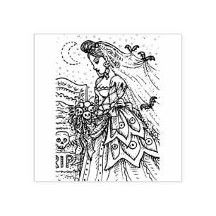 GOTH HALLOWEEN BRIDE, BVT VEIL, BOUQUET DER SKULLS GUMMISTEMPEL