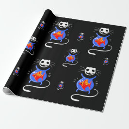 Goth Halloween Funny Cat Gift Wrap auf einer Rolle Geschenkpapier