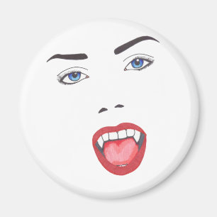 Goth Halloween Reißzahn-Vampirs-Frauen-Gesicht Magnet