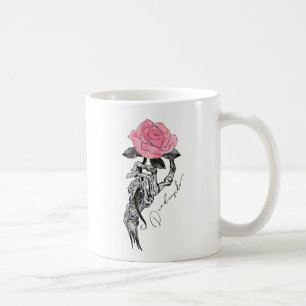 Goth Hand Skelett mit rosa Rose Toter Innen Kaffeetasse