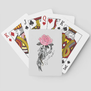 Goth Hand Skelett mit rosa Rose   Toter Innen Spielkarten