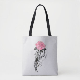 Goth Hand Skelett mit rosa Rose Toter Innen Tasche