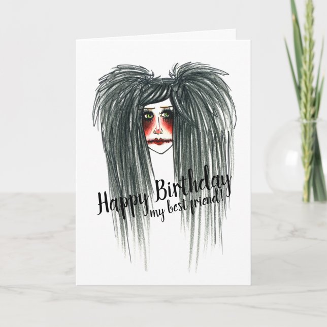 Goth Happy Birthday Best Friend Karte (Vorderseite)