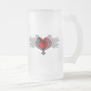 Goth Heart mit Angel Wings Mattglas Bierglas