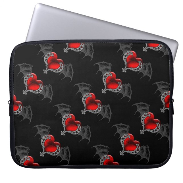 Goth Heart mit Bat Wings Laptop Schlauch Laptopschutzhülle (Vorderseite)