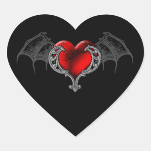 Goth Heart mit Bat Wings Sticker