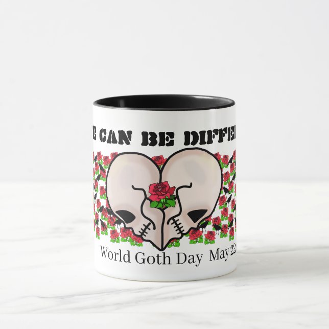 Goth Heart Skulls Liebe Tasse (Zentrum)