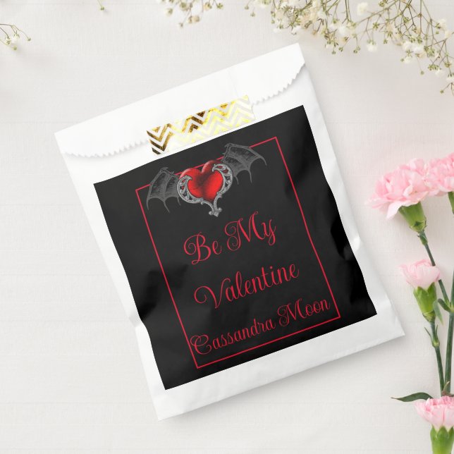 Goth Heart with Bat Wings Personalisiert Geschenktütchen (Versiegelt)