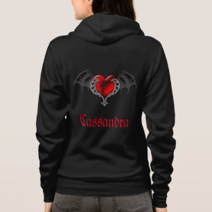 Goth Heart with Bat Wings Personalisiert Hoodie