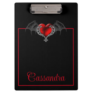 Goth Heart with Bat Wings Personalisiert Klemmbrett