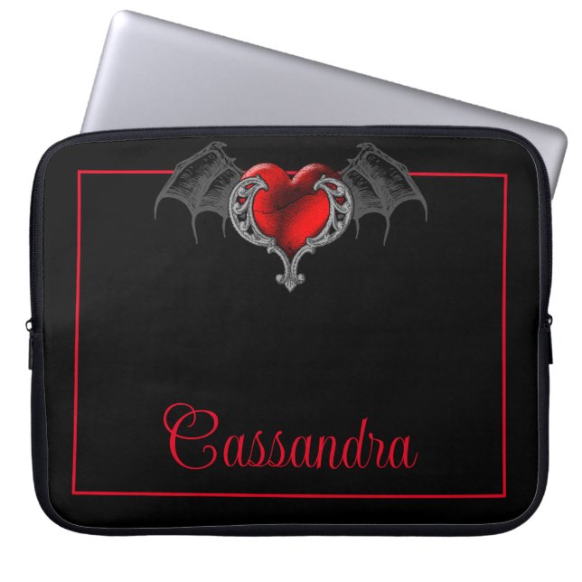 Goth Heart with Bat Wings Personalisiert Laptopschutzhülle (Vorderseite)