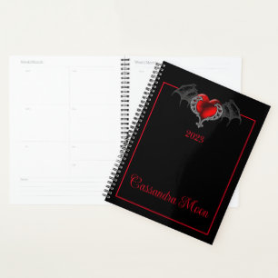 Goth Heart with Bat Wings Personalisiert Planer