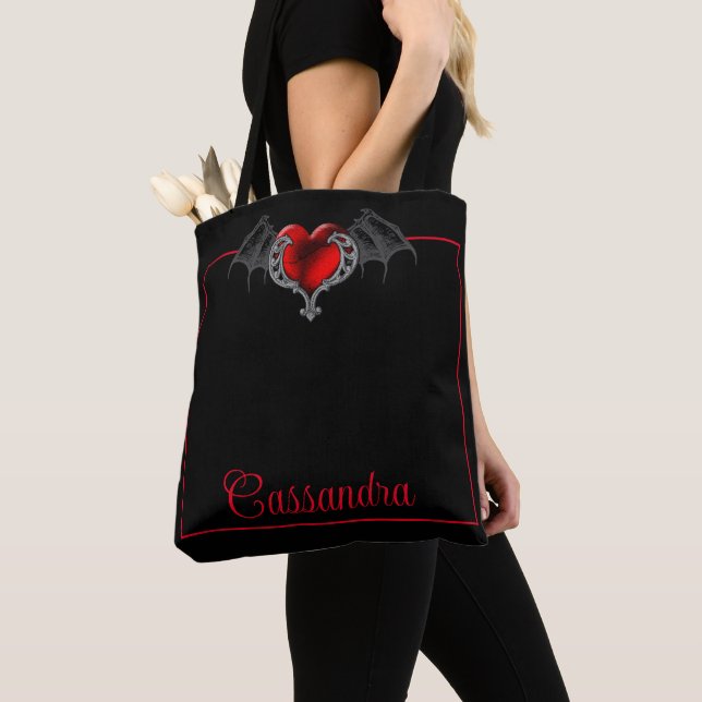 Goth Heart with Bat Wings Personalisiert Tasche (Von Nahem)