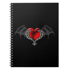 Goth Heart with Bat Wings Spiral Notebook Notizblock
