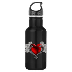Goth Herz mit Engelsflügeln Edelstahlflasche