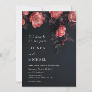 Goth-Hochzeit 3D Rosen Casual-Hochzeit Einladung