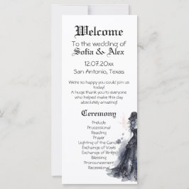 Goth Hochzeit Schwarz Kleid Aquarell Rose Programm