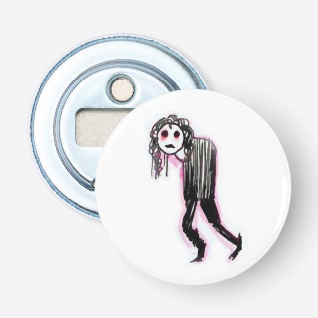 Goth Illustration Button Flaschenöffner (Vorderseite)