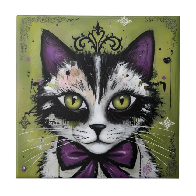 Goth-Katze Fliese (Vorderseite)