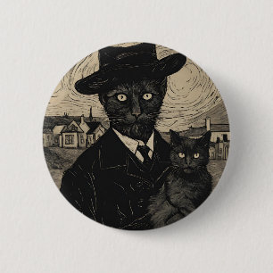 Goth Katze Vincent Van Gogh Schwarze Katzen Button