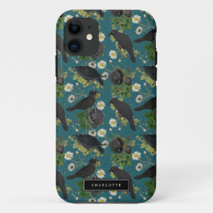 Goth Krähen & schwarze Rosen tiefblaue Muster Case-Mate iPhone Hülle