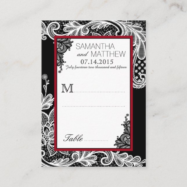Goth Lace Mariage Cartes de Place (Devant)