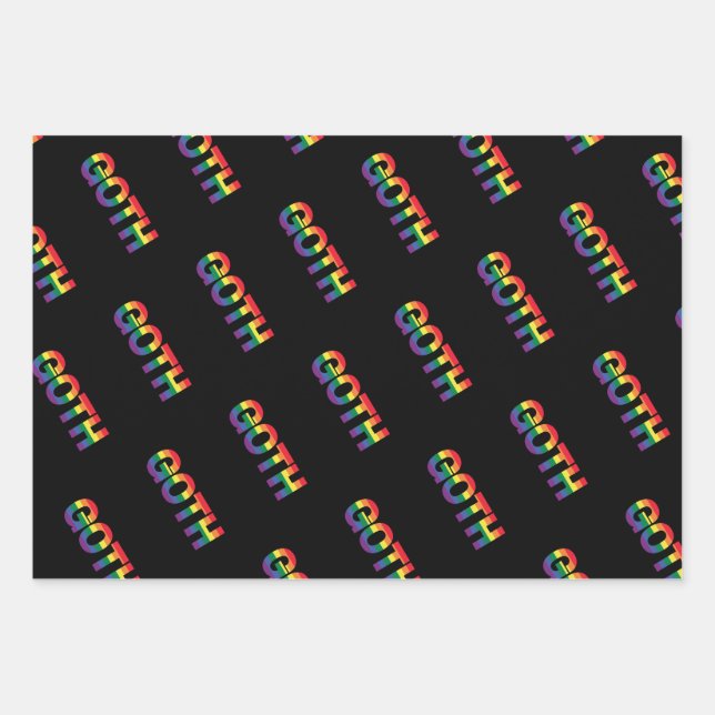 Goth LGBTQ+ Regenbogen Geschenkpapier Set (Vorderseite)