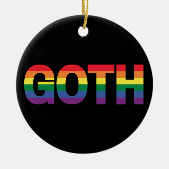 Goth LGBTQ+ Regenbogen Keramik Ornament (Vorne)