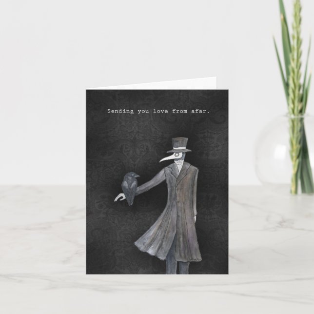 Goth Liebe Plague Doctor mit Raven Valentines Karte (Vorderseite)