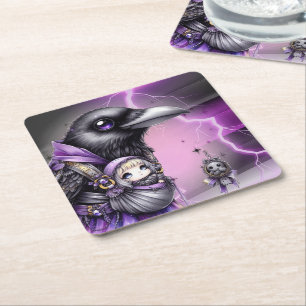 Goth Lila Black Halloween Event Baby Dusche Rechteckiger Pappuntersetzer