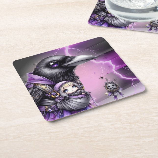 Goth Lila Black Halloween Event Baby Dusche Rechteckiger Pappuntersetzer (angewinkelt)