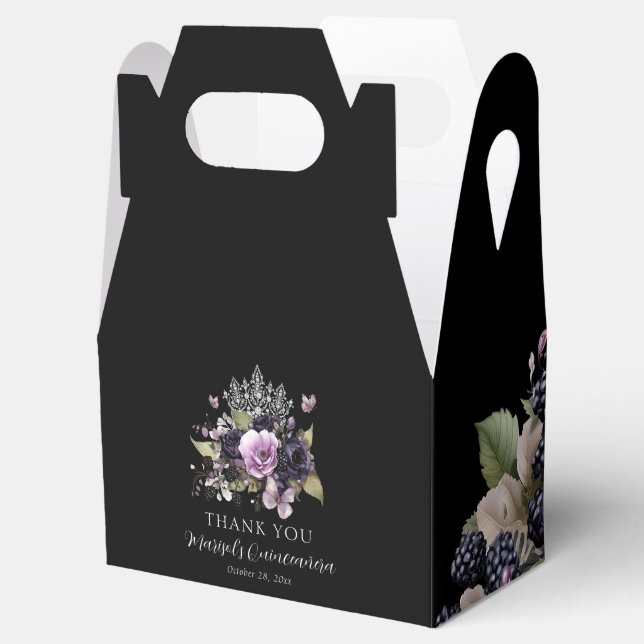Goth Lila & Black Moody Florals Quinceañera Geschenkschachtel (Geöffnet)