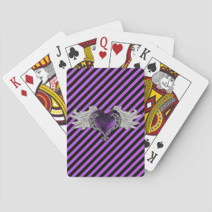 Goth Lila Heart mit Angel Wings Spielkarten