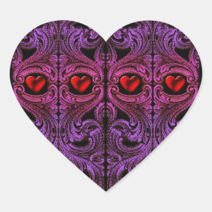 Goth-Lila-Ornament mit Herz Herz-Aufkleber