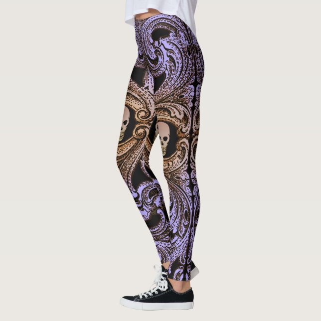 Goth Lila Ornament mit Skull Leggings (Links)