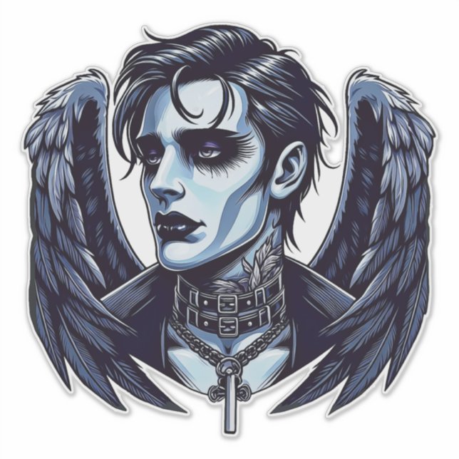 Goth Man Angel Dark Fantasy Art Aufkleber (Vorderseite)