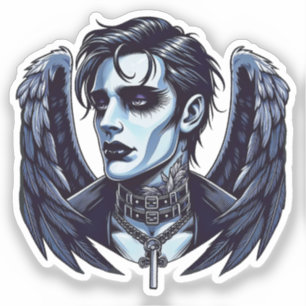 Goth Man Angel Dark Fantasy Art Aufkleber