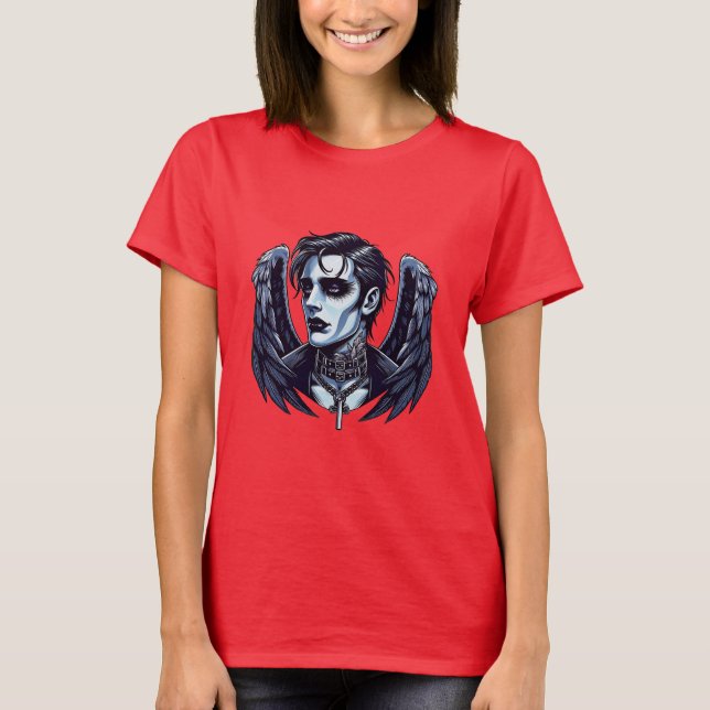 Goth Man Angel Dark Fantasy Art T-Shirt (Vorderseite)