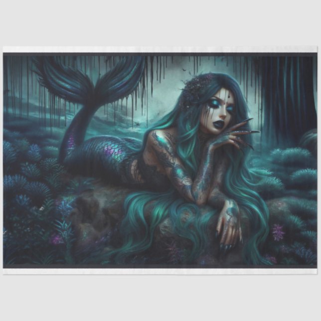 Goth Mermaid Night Tissue Paper Seidenpapier (Vorderseite)