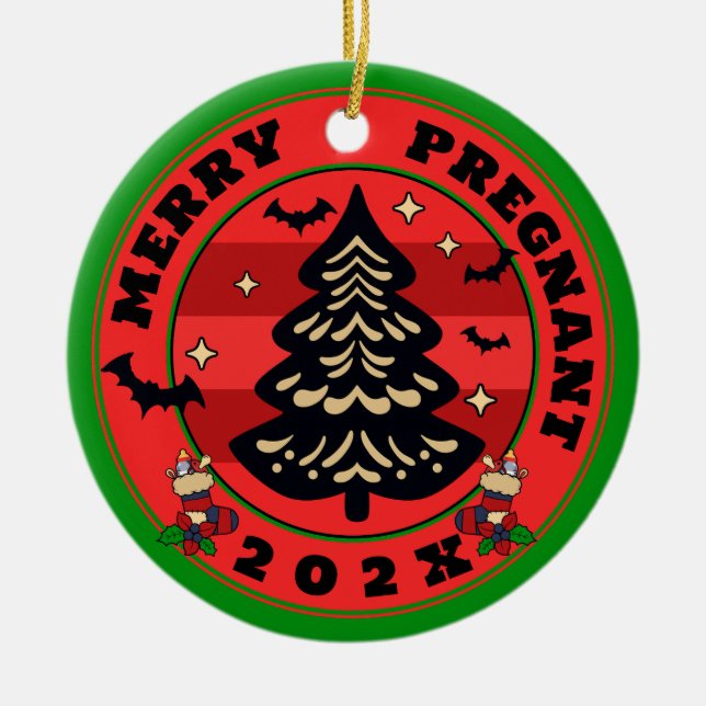 Goth Merry & Pregnant Christmas Keramik Ornament (Vorne)