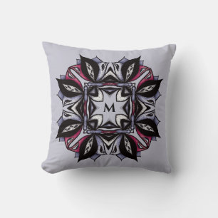 Goth Monogram Black Lila Gothic Mandala Kissen
