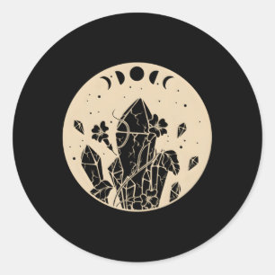 Goth Moon stuft Himmelskristalle und Blume ein Runder Aufkleber