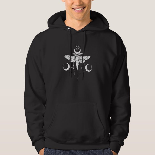 Goth Moth Occult Crescent Dark Art Metal Goth Hoodie (Vorderseite)