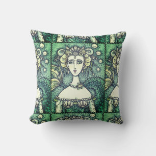 GOTH NEPTUNE'S MERMAID DURCH PILLOW Green Kissen