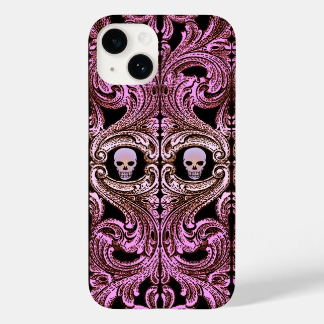 Goth Pink Ornament mit Skull Case-Mate iPhone Hülle (Rückseite)