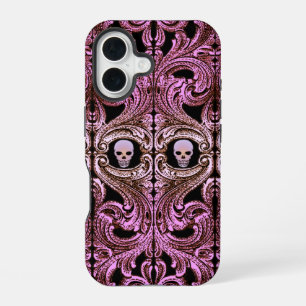 Goth Pink Ornament mit Skull iPhone 16 Hülle