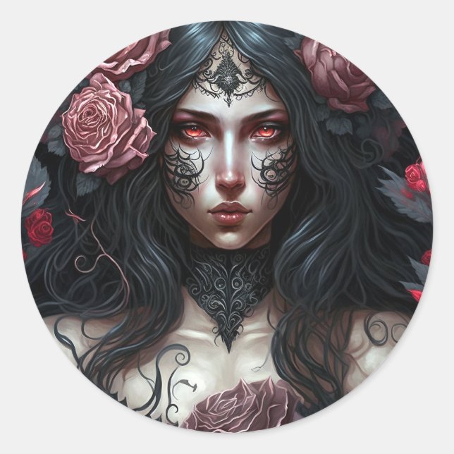 Goth Princess Gothic Fantasy Art Runder Aufkleber (Vorderseite)