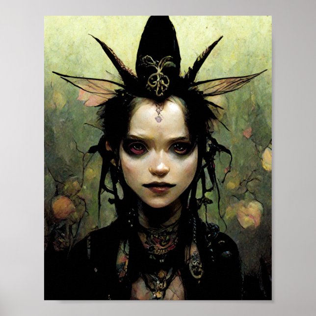 Goth Punk Elf Fantasy Art Poster (Vorne)